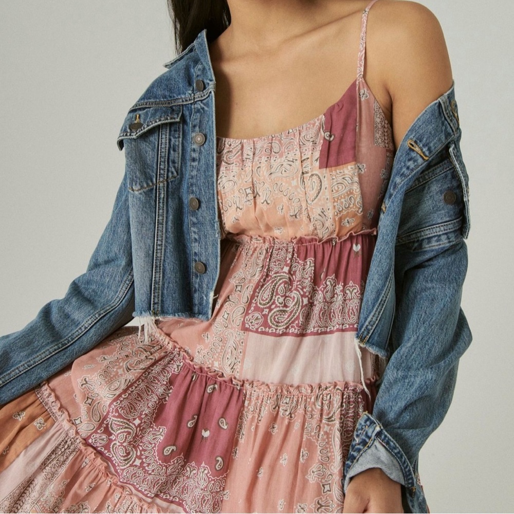 Lucky Brand Pink Patchwork Paisley Maxi Dress